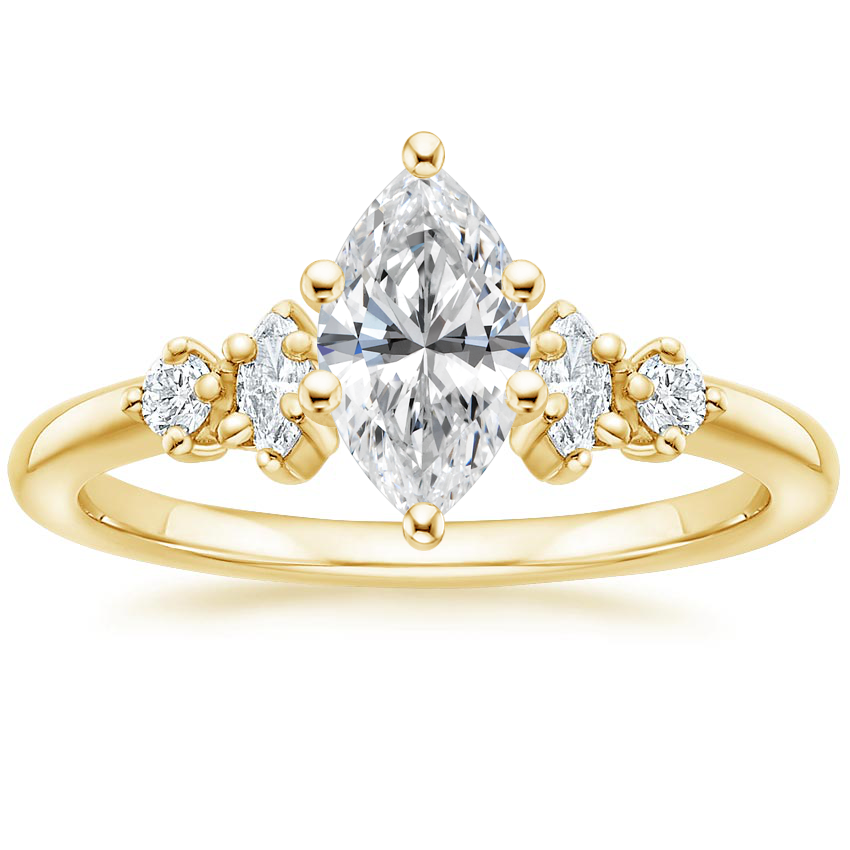 18K Yellow Gold Miroir Diamond Ring, large top view