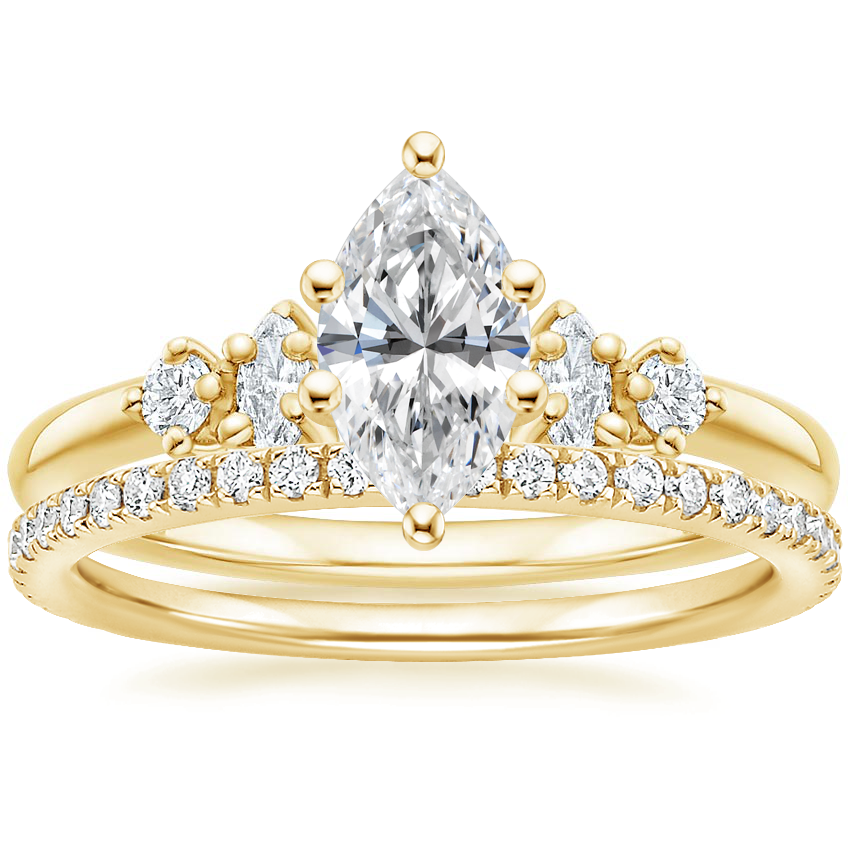 18K Yellow Gold Miroir Diamond Ring with Luxe Ballad Diamond Ring (1/4 ct. tw.)