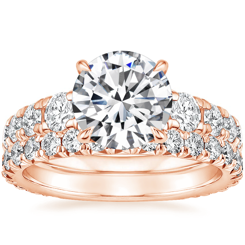 14K Rose Gold Tapered Sienna Diamond Ring with Premier Luxe Sienna Diamond Ring (5/8 ct. tw.)
