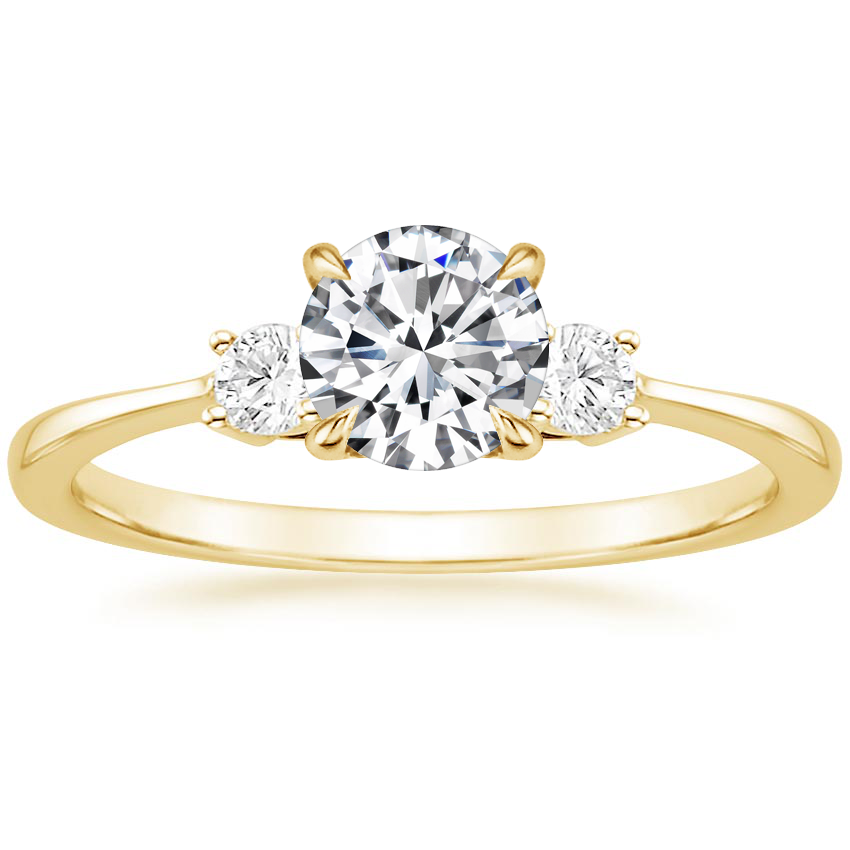 18K Yellow Gold Petite Selene Three Stone Diamond Ring (1/10 ct. tw.), large top view