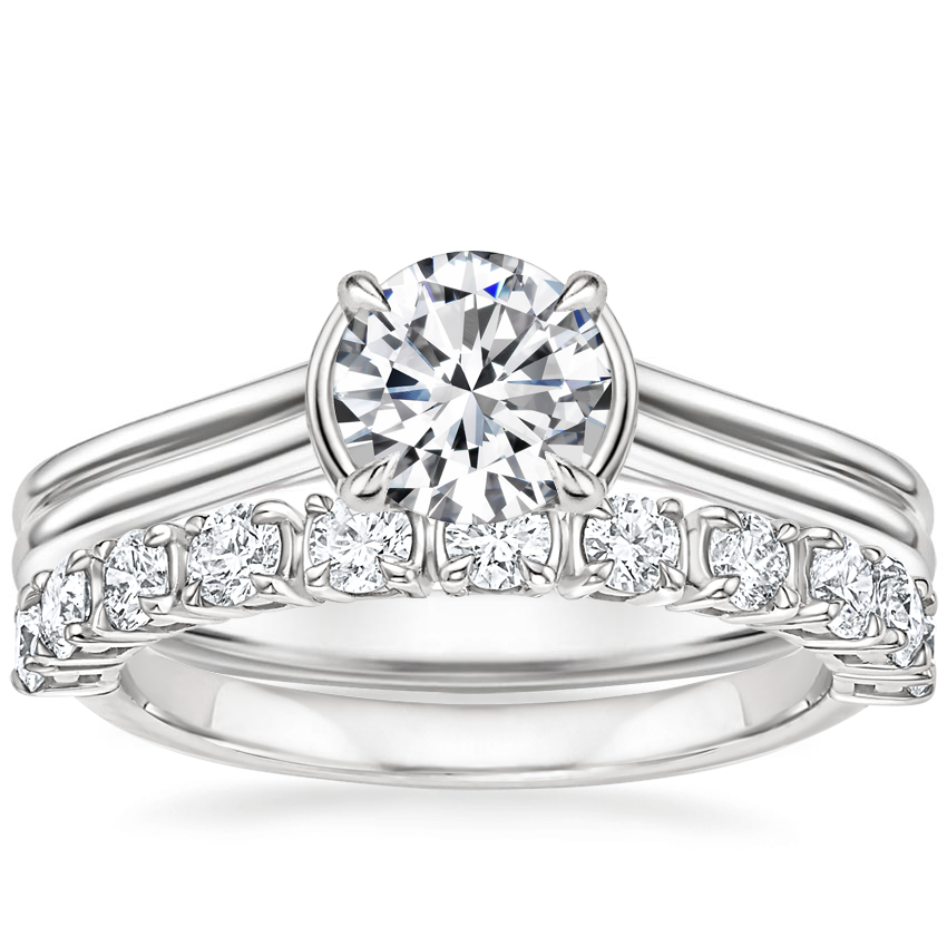 Platinum Jade Trau Alure Solitaire Ring with Jade Trau Cella Diamond Ring