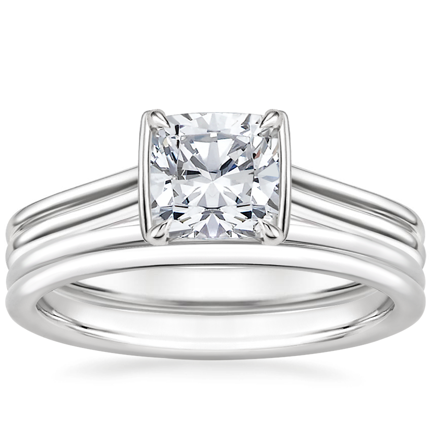 18K White Gold Jade Trau Alure Solitaire Ring with Sorella Double