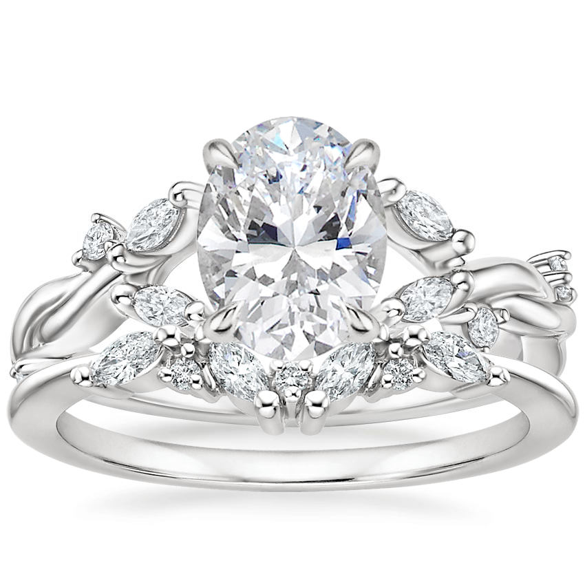 18K White Gold Azalea Twist Diamond Ring with Yvette Diamond Ring
