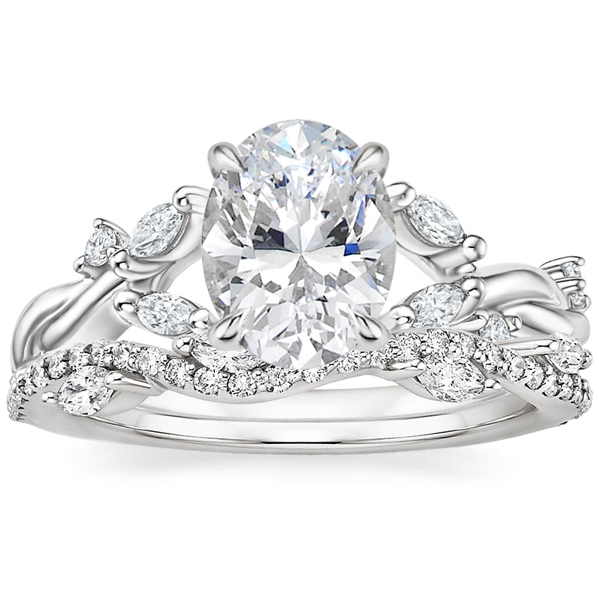 Platinum Azalea Twist Diamond Ring with Luxe Winding Willow Diamond Ring (1/4 ct. tw.)