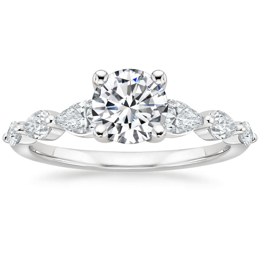 18K White Gold Seine Graduated Pear Diamond Ring, large top view