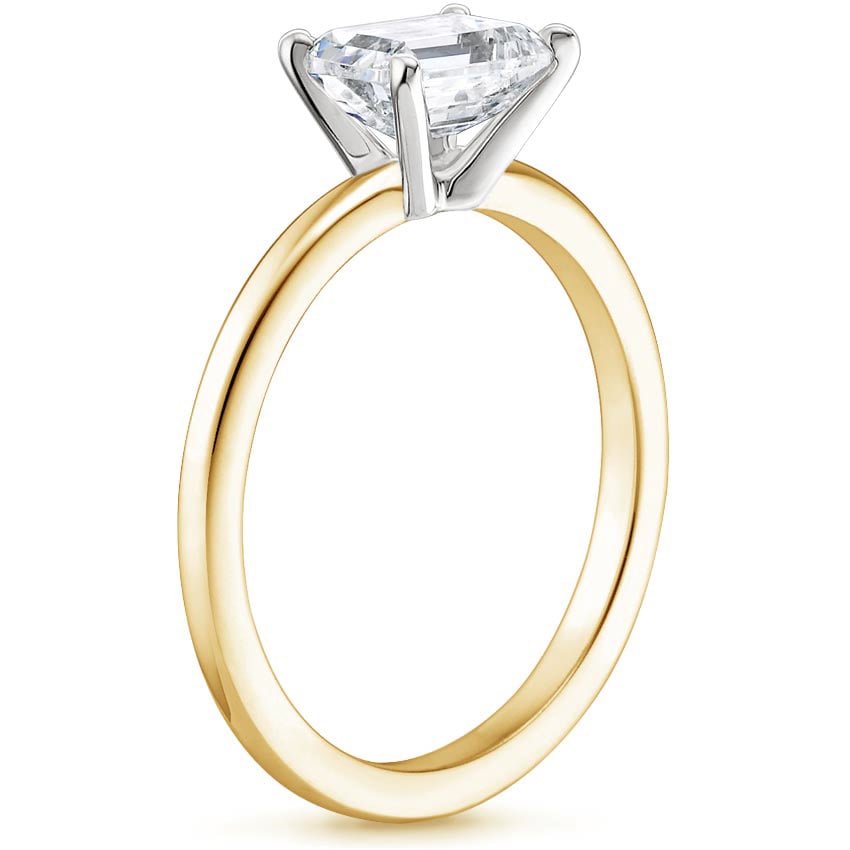 18K Yellow Gold Horizontal Petite Comfort Fit Solitaire Ring, large side view