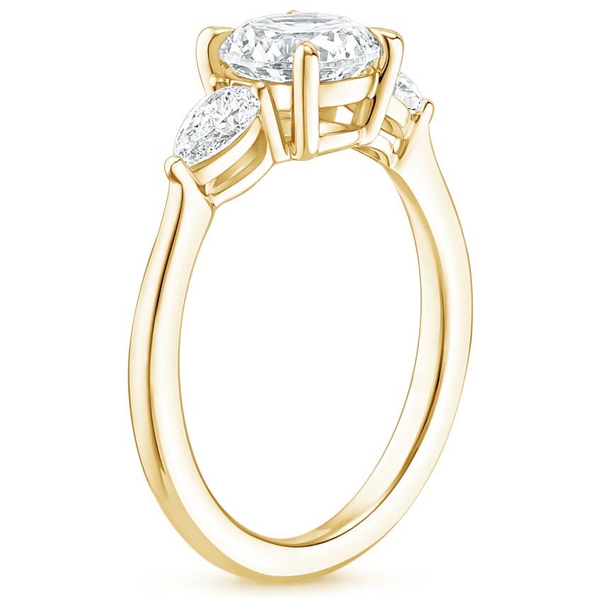 18K Yellow Gold Opera Diamond Ring, large side view