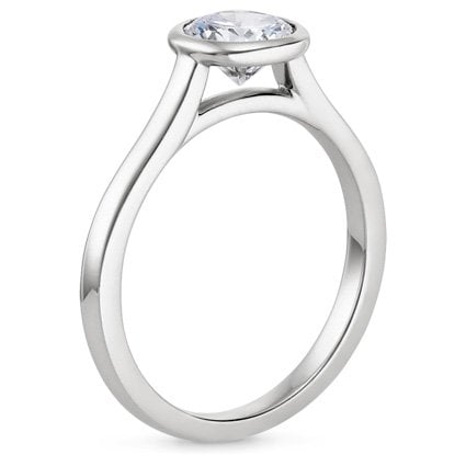 18K White Gold Luna 2mm Bezel Ring, large side view