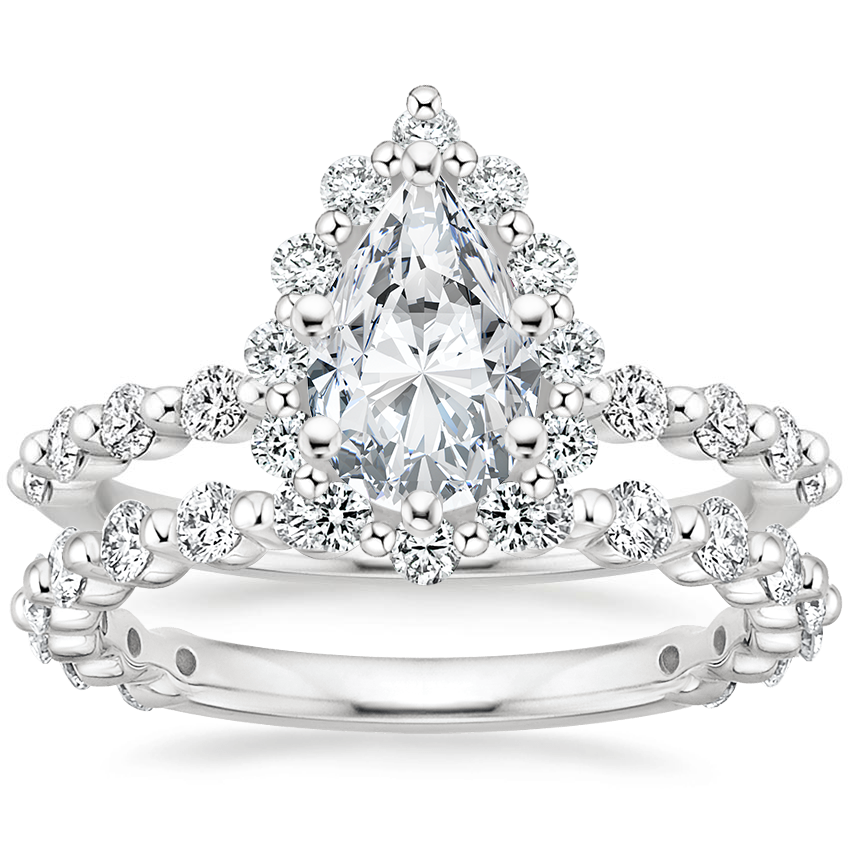 Platinum Marseille Halo Diamond Ring (1/2 ct. tw.) with Luxe Marseille Diamond Ring (1/2 ct. tw.)