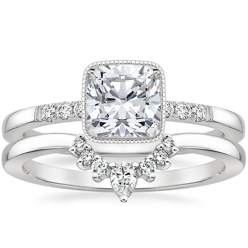 18K White Gold Imogen Diamond Ring with Lunette Diamond Ring
