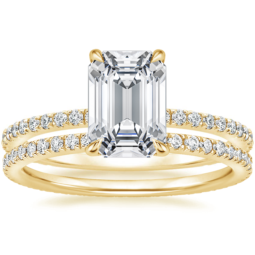 18K Yellow Gold Demi Diamond Ring (1/3 ct. tw.) with Ballad Eternity Diamond Ring (1/3 ct. tw.)