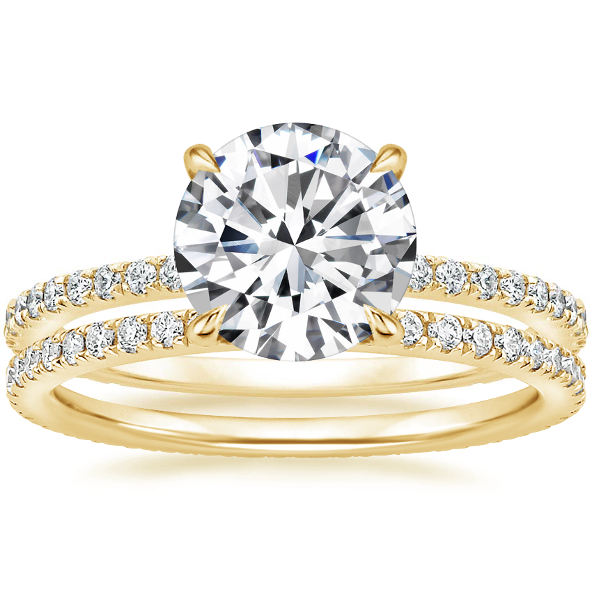 18K Yellow Gold Demi Diamond Ring (1/3 ct. tw.) with Ballad Eternity Diamond Ring (1/3 ct. tw.)