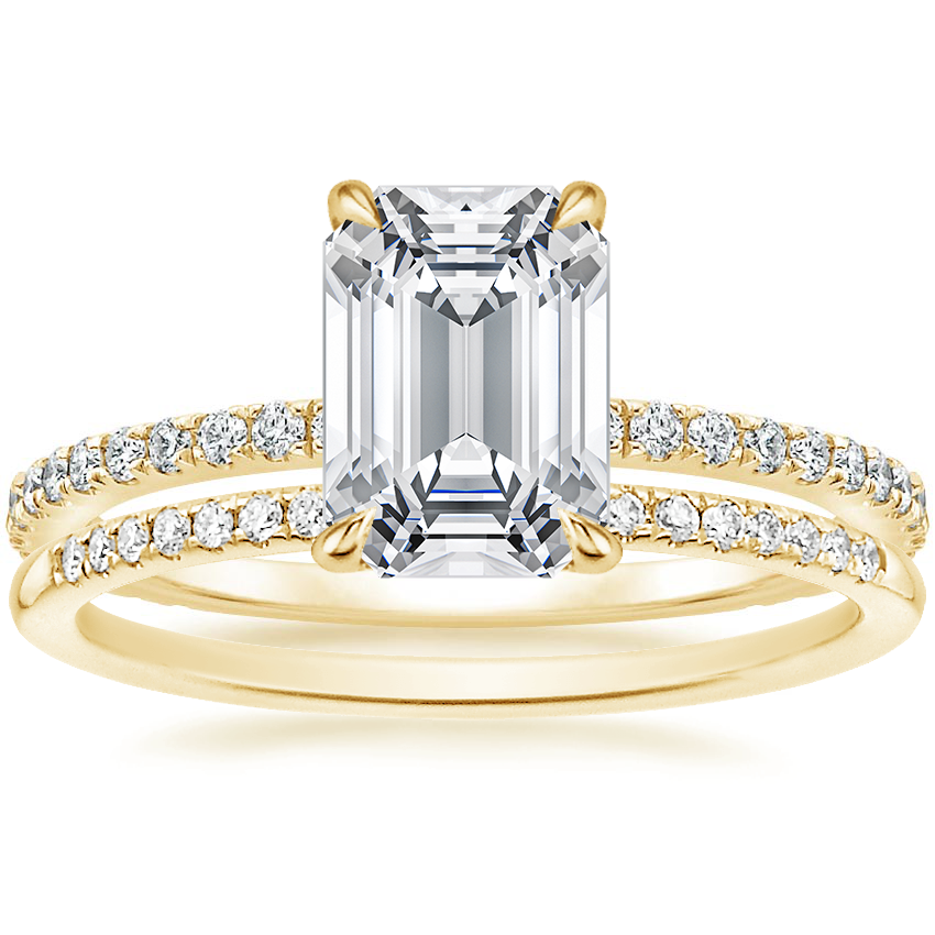 18K Yellow Gold Demi Diamond Ring (1/3 ct. tw.) with Whisper Diamond Ring (1/10 ct. tw.)