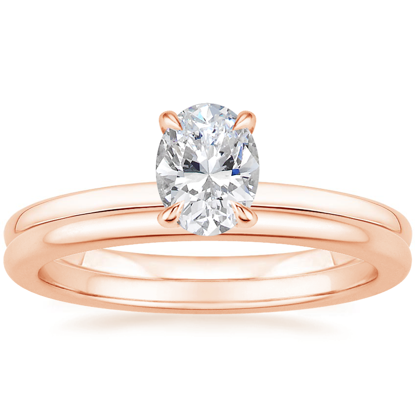 14K Rose Gold Vita Diamond Ring with Petite Comfort Fit Wedding Ring