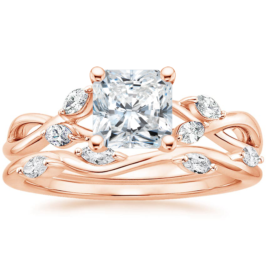 14K Rose Gold Willow Diamond Ring (1/8 ct. tw.) with Winding Willow Diamond Ring (1/8 ct. tw.)