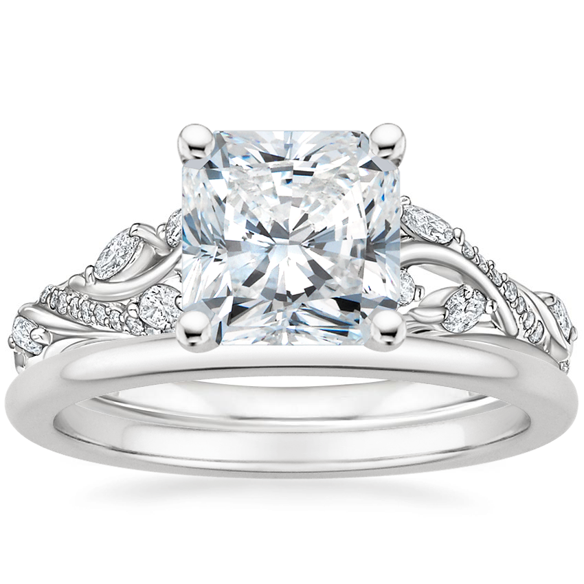 Platinum Begonia Vine Diamond Ring (1/2 ct. tw.) with Petite Comfort Fit Wedding Ring