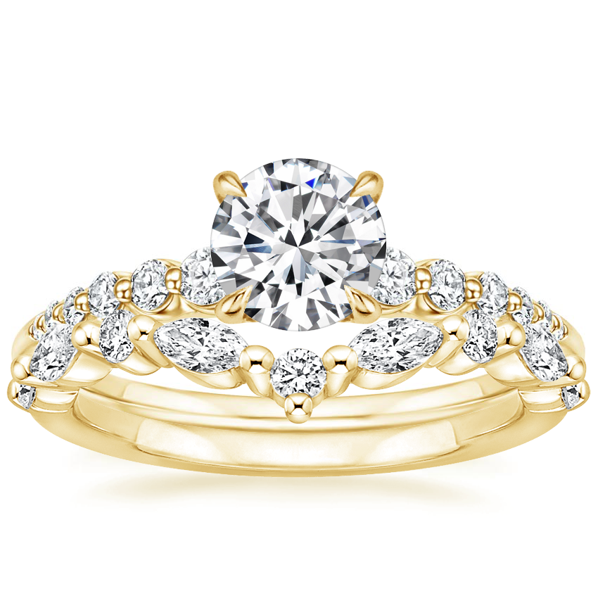 18K Yellow Gold Addison Diamond Ring with Avery Diamond Ring