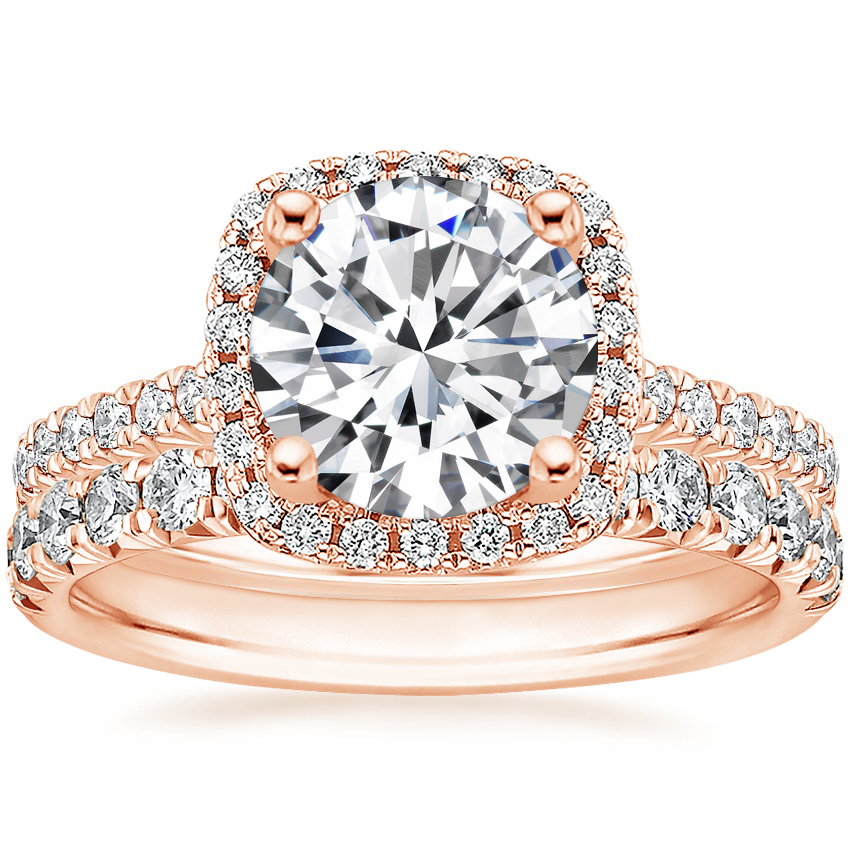 14K Rose Gold Adorned Odessa Diamond Ring (1/3 ct. tw.) with Sienna Diamond Ring (1/2 ct. tw.)