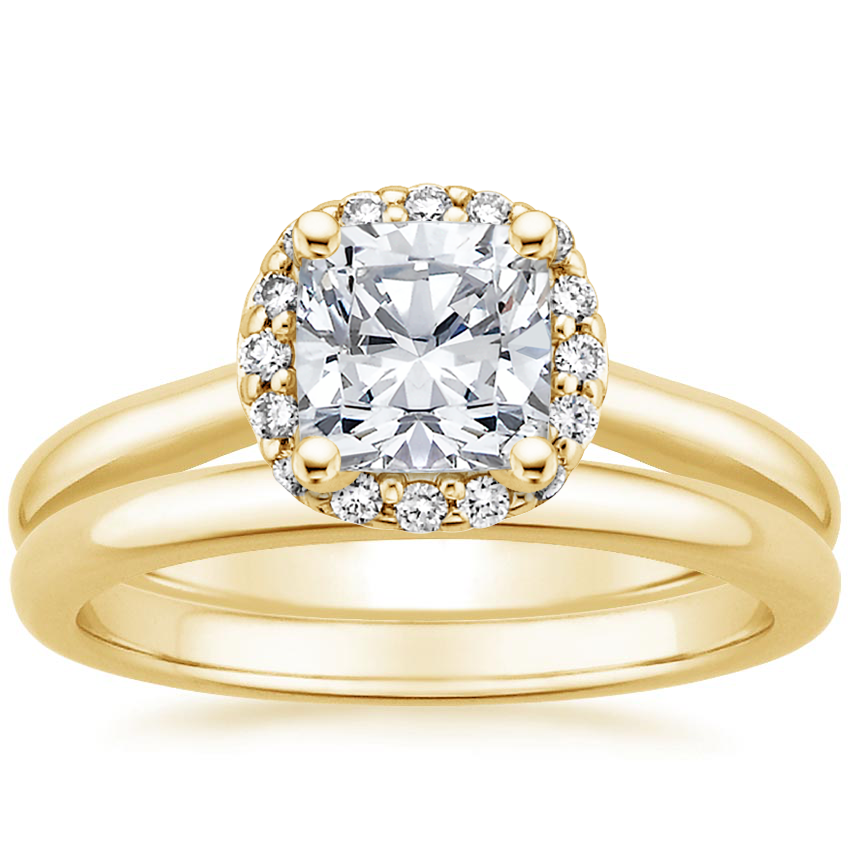 18K Yellow Gold Fancy Halo Diamond Bridal Set (1/6 ct. tw.)