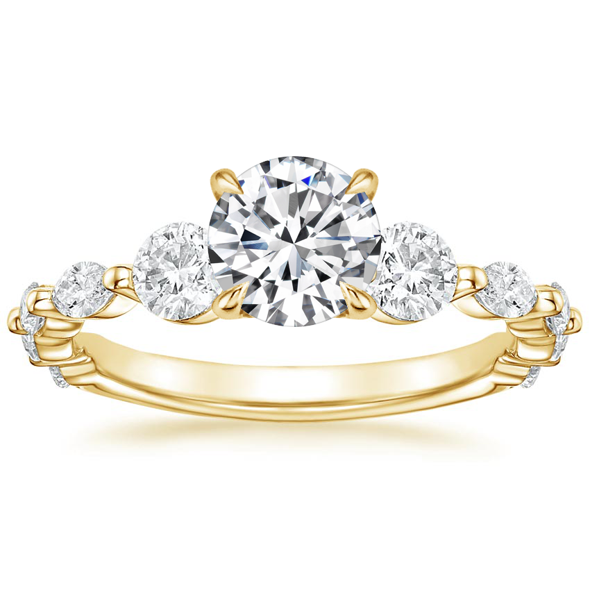 18K Yellow Gold Three Stone Versailles Diamond Ring (1/2 ct. tw.), large top view
