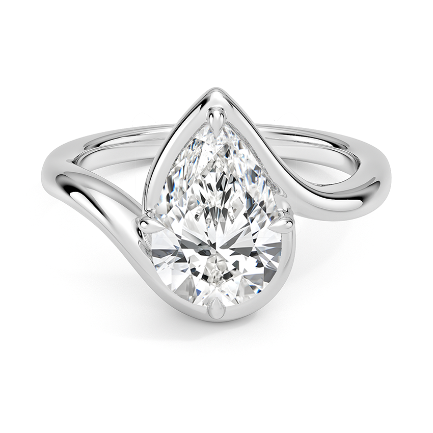 14K White Gold Bezel Atelier Solitaire Diamond Ring, large top view