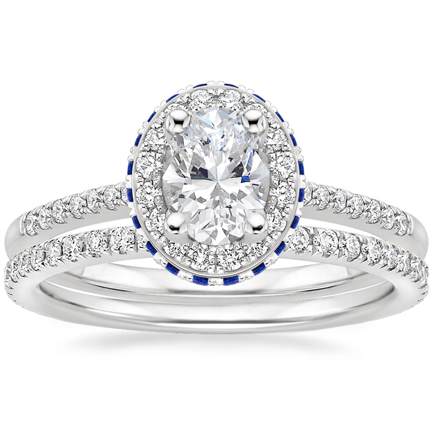 18K White Gold Audra Diamond Ring with Sapphire Accents (1/4 ct. tw.) with Luxe Ballad Diamond Ring (1/4 ct. tw.)