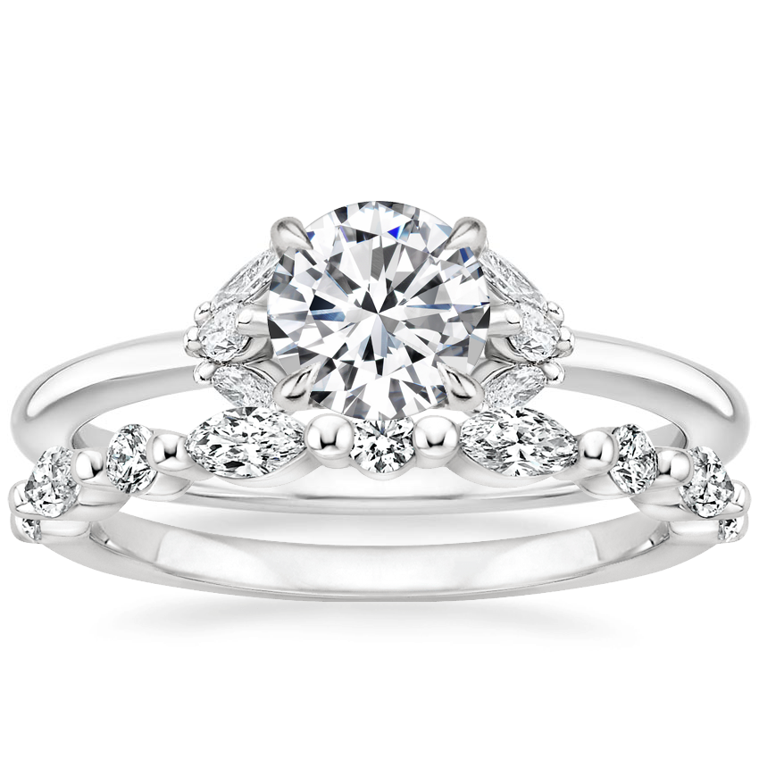 18K White Gold Mara Diamond Ring with Versailles Diamond Ring (3/8 ct. tw.)