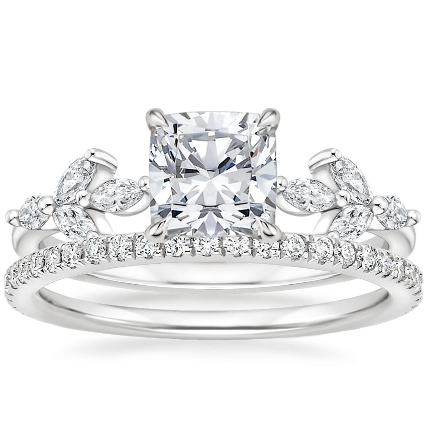 18K White Gold Zelie Diamond Ring (1/4 ct. tw.) with Luxe Ballad Diamond Ring (1/4 ct. tw.)