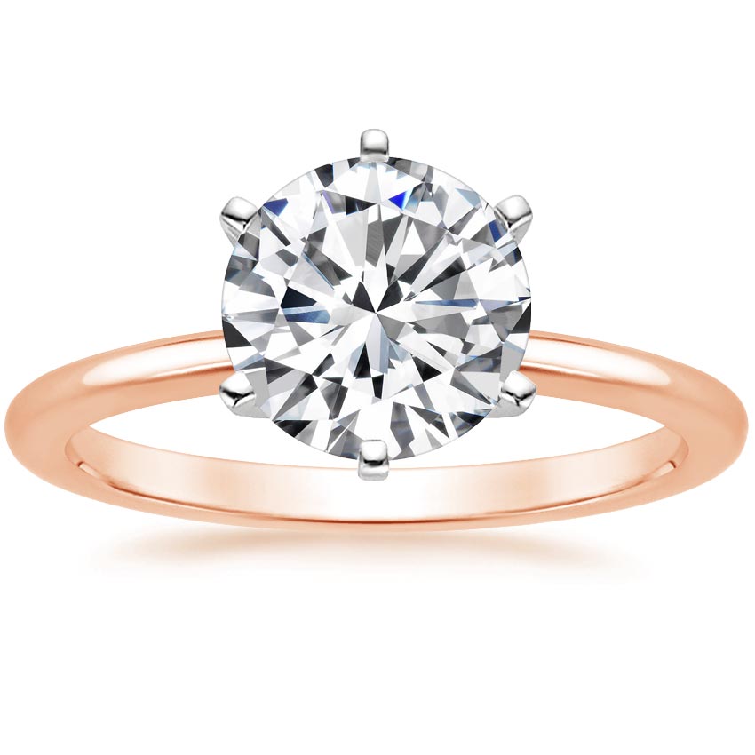 14K Rose Gold Six-Prong Petite Comfort Fit Ring, large top view