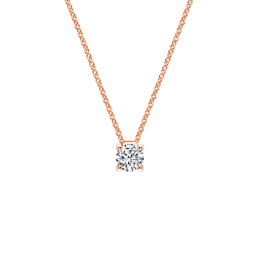 14K Rose Gold Floating Solitaire Pendant, top view