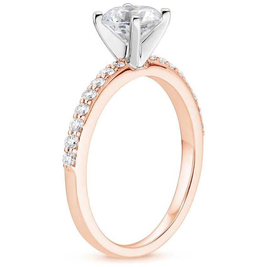 14K Rose Gold Petite Shared Prong Diamond Ring (1/4 ct. tw.), large side view