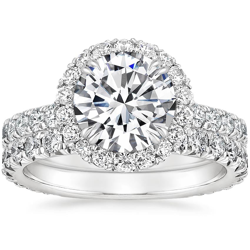 18K White Gold Luxe Sienna Halo Diamond Bridal Set (1 3/8 ct. tw.)