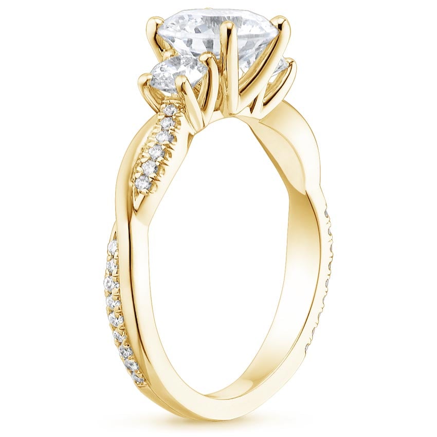 18K Yellow Gold Three Stone Petite Twisted Vine Diamond Ring (2/5 ct. tw.), large side view