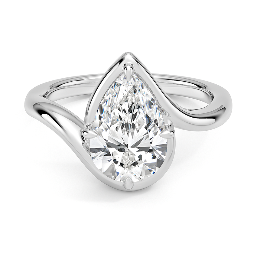 18K White Gold Bezel Atelier Solitaire Diamond Ring, large top view