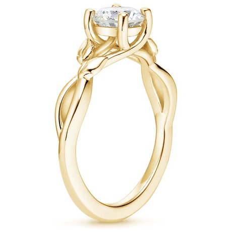 18K Yellow Gold Budding Willow Solitaire Ring, large side view