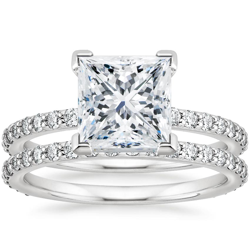 18K White Gold Luxe Petite Shared Prong Diamond Bridal Set (3/4 ct. tw.)