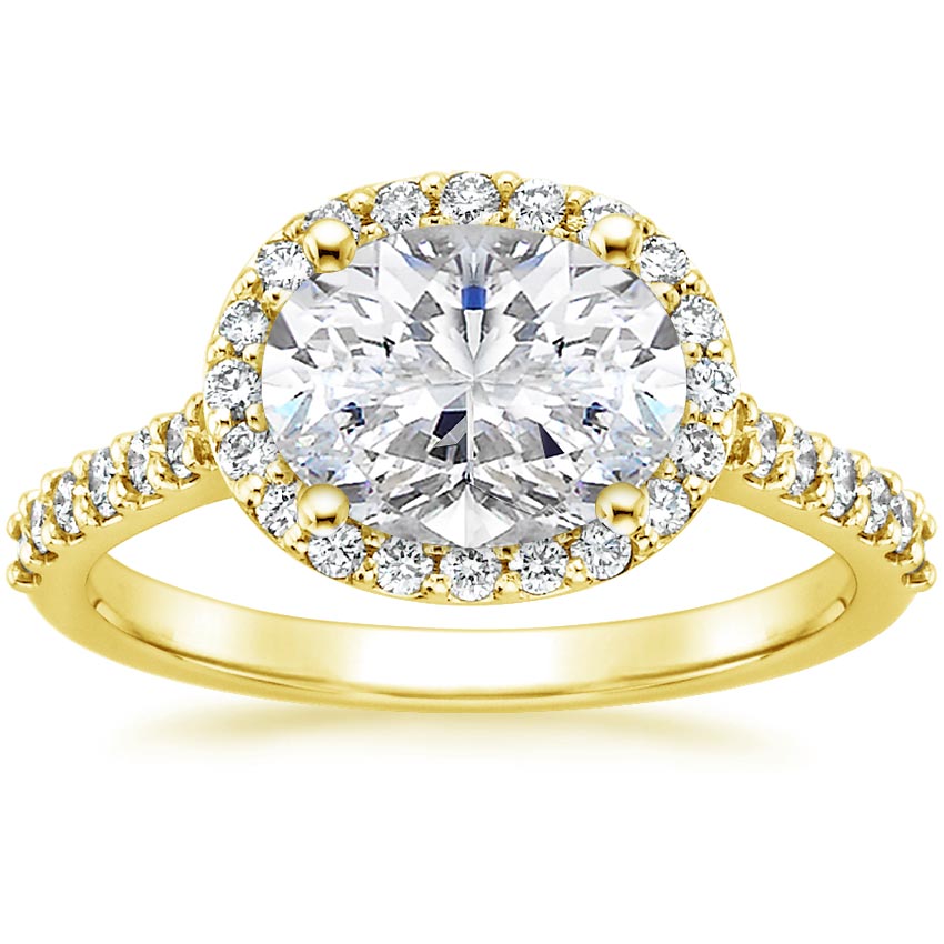 18K Yellow Gold Ellipse Diamond Ring