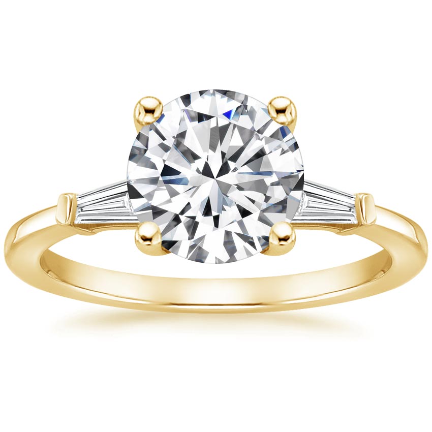 18K Yellow Gold Tapered Baguette Diamond Ring, large top view