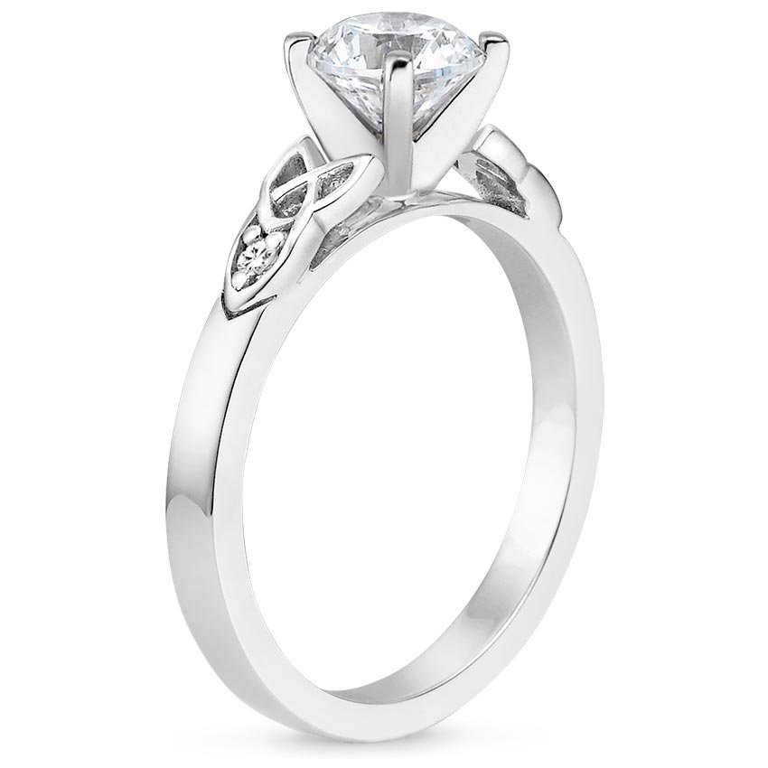 Platinum Celtic Claddagh Diamond Ring, large side view
