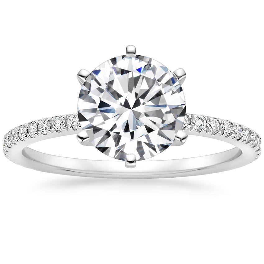 18K White Gold Six-Prong Luxe Ballad Diamond Ring, large top view