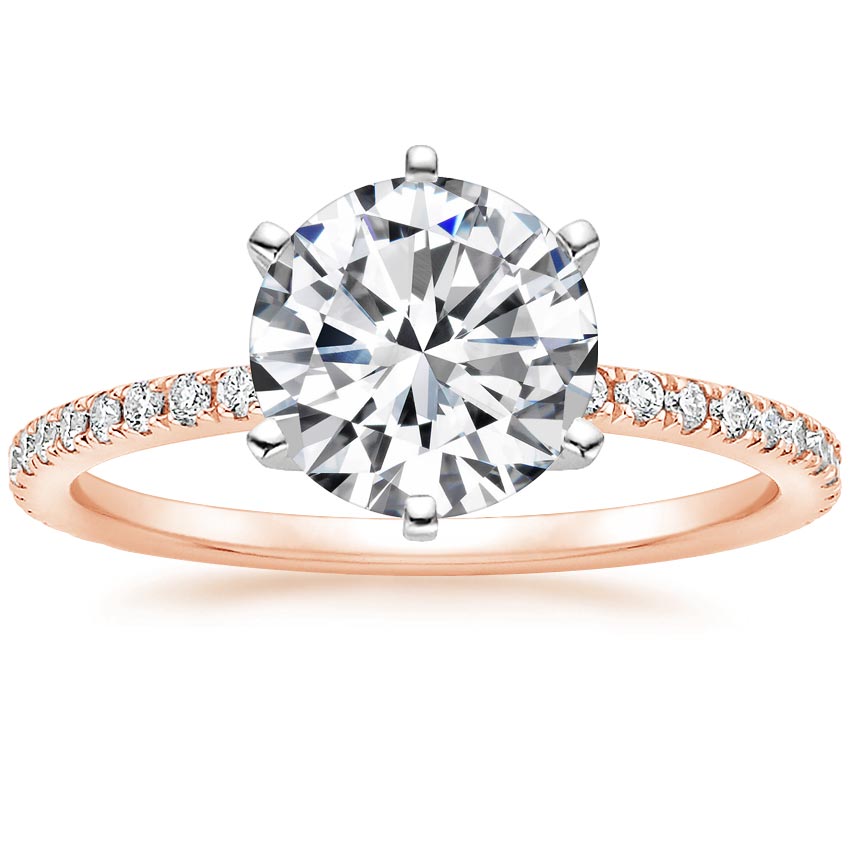 14K Rose Gold Six-Prong Luxe Ballad Diamond Ring, large top view