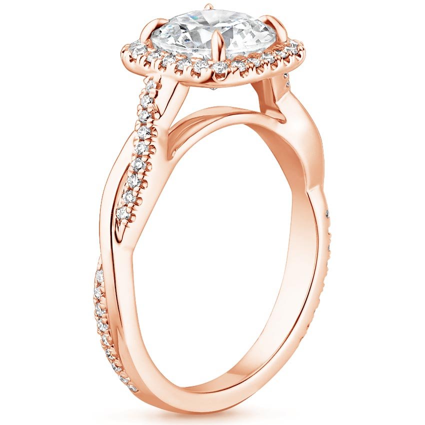 14K Rose Gold Petite Twisted Vine Halo Diamond Ring (1/4 ct. tw.), large side view