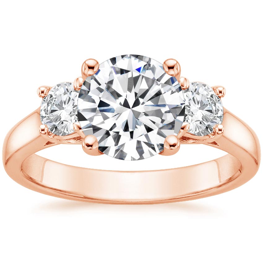 14K Rose Gold Three Stone Trellis Diamond Ring (1/2 ct. tw.), large top view
