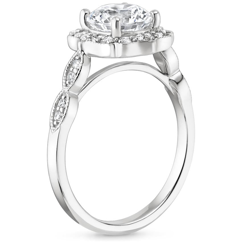 Platinum Cadenza Halo Diamond Ring, large side view