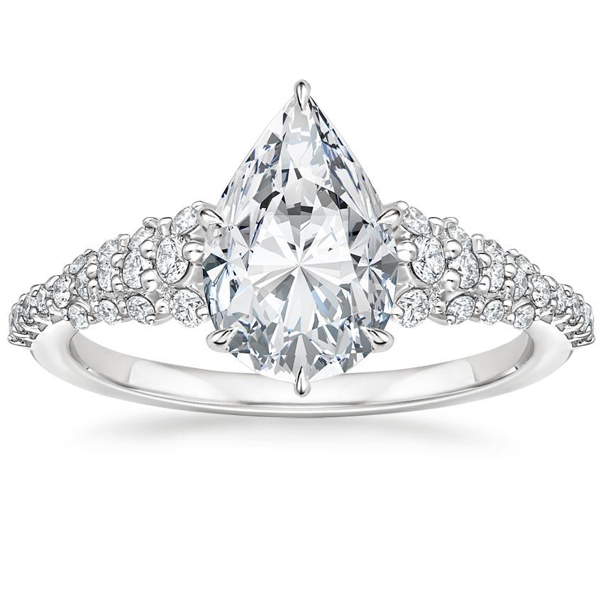 18K White Gold Antonella Tapered Diamond Ring, large top view