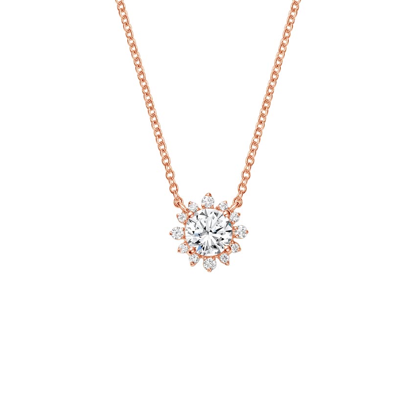 14K Rose Gold Arabella Diamond Pendant, top view