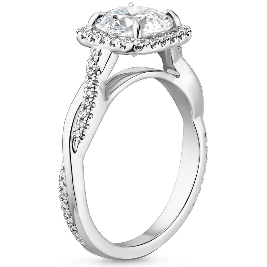 18K White Gold Petite Twisted Vine Halo Diamond Ring (1/4 ct. tw.), large side view