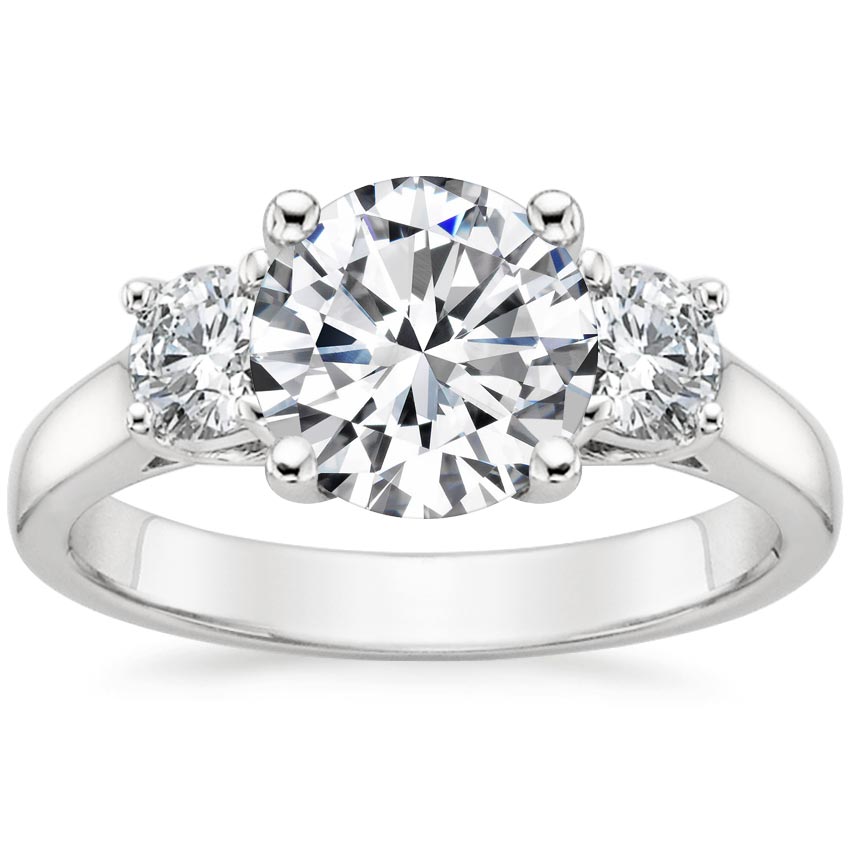 Platinum Three Stone Trellis Diamond Ring (1/2 ct. tw.), large top view