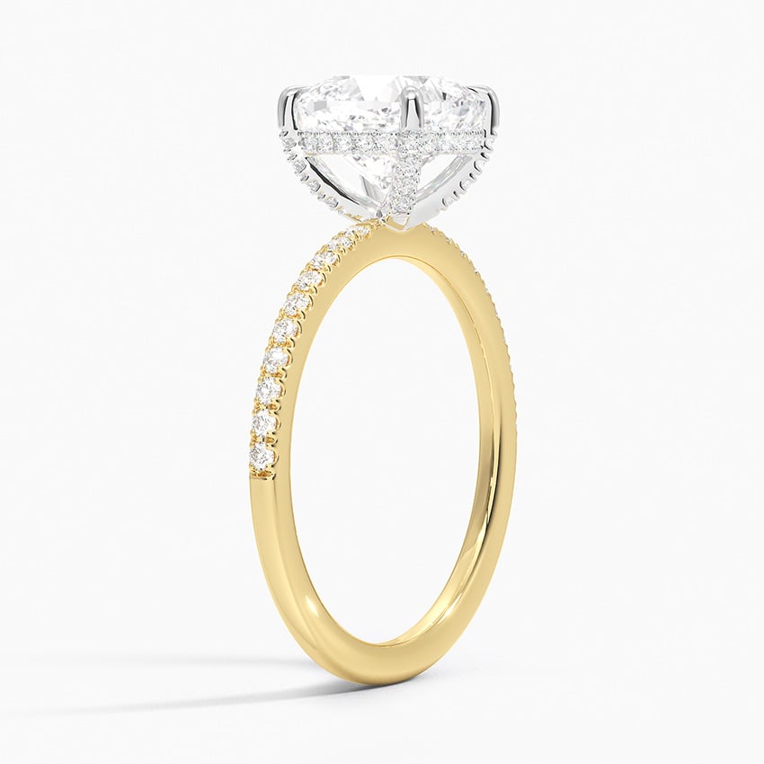 Mixed Metal Hidden Diamond Accent Engagement Ring