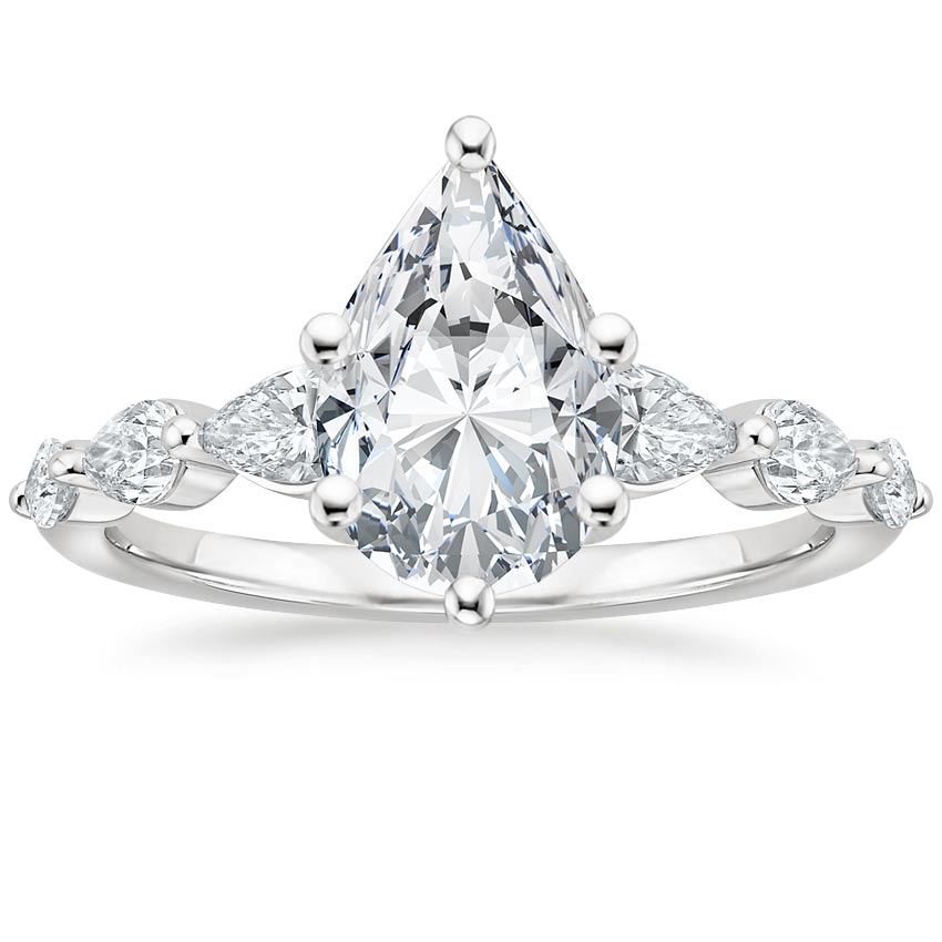 18k White Gold Seine Graduated Pear Diamond Ring With Joelle Diamond Ring Brilliant Earth 6555